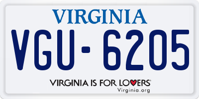 VA license plate VGU6205
