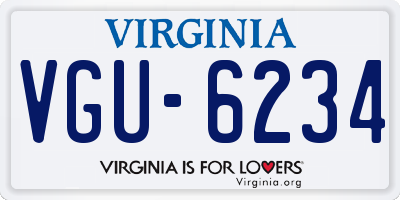 VA license plate VGU6234