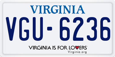 VA license plate VGU6236