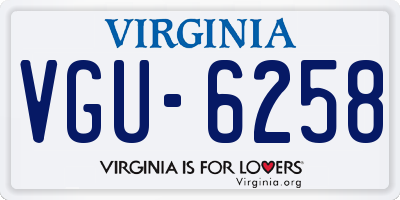 VA license plate VGU6258