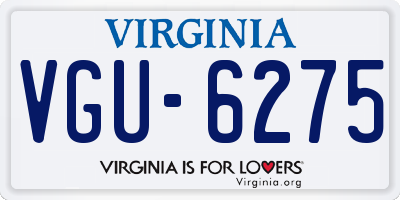 VA license plate VGU6275