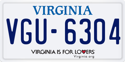 VA license plate VGU6304