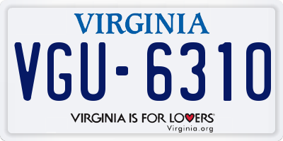VA license plate VGU6310