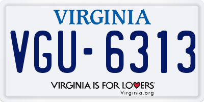 VA license plate VGU6313