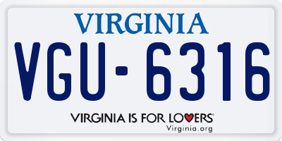 VA license plate VGU6316