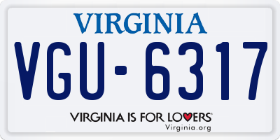 VA license plate VGU6317