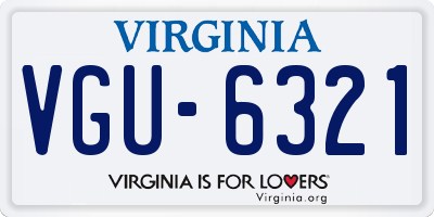 VA license plate VGU6321