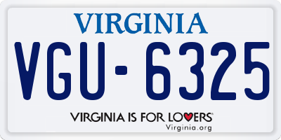 VA license plate VGU6325