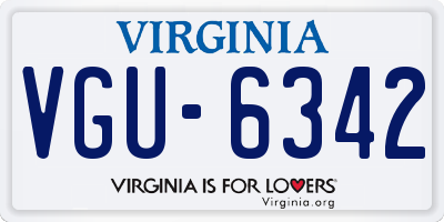 VA license plate VGU6342