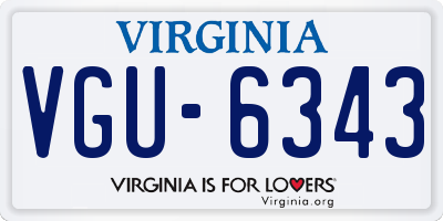 VA license plate VGU6343