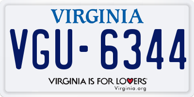 VA license plate VGU6344