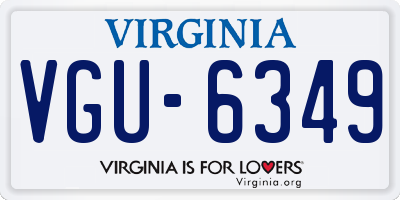 VA license plate VGU6349