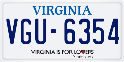 VA license plate VGU6354