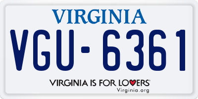 VA license plate VGU6361
