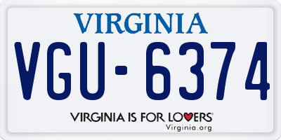 VA license plate VGU6374