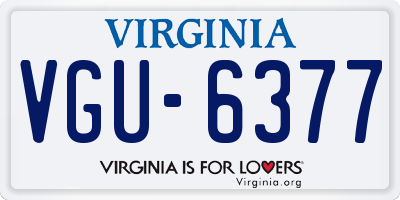 VA license plate VGU6377