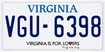VA license plate VGU6398