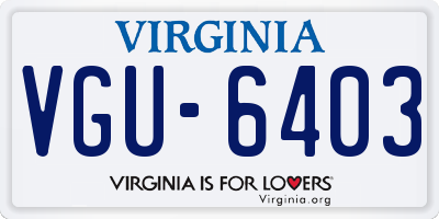 VA license plate VGU6403