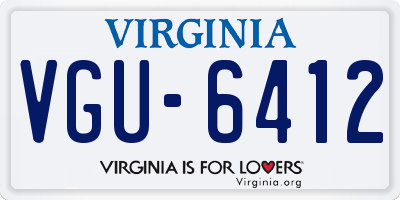 VA license plate VGU6412