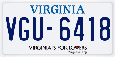 VA license plate VGU6418