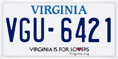 VA license plate VGU6421