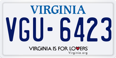 VA license plate VGU6423