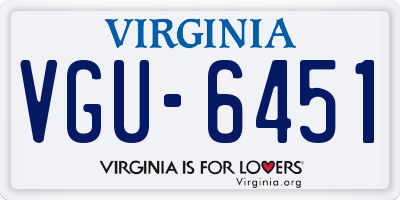 VA license plate VGU6451