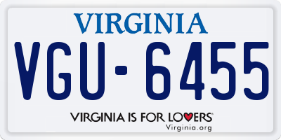 VA license plate VGU6455