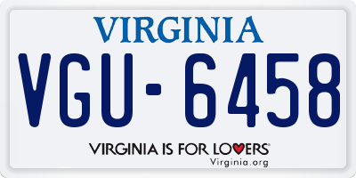 VA license plate VGU6458