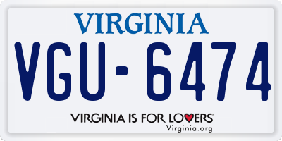 VA license plate VGU6474
