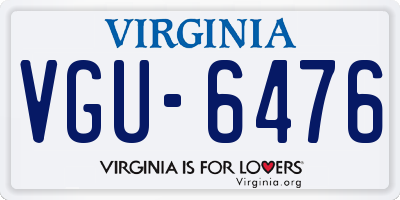 VA license plate VGU6476