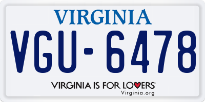 VA license plate VGU6478