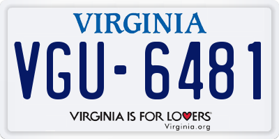 VA license plate VGU6481
