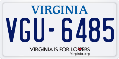 VA license plate VGU6485