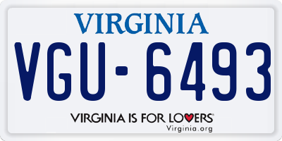 VA license plate VGU6493