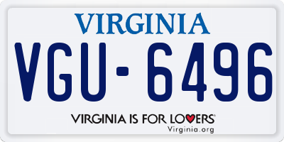 VA license plate VGU6496
