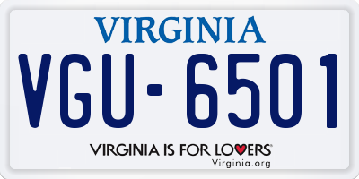 VA license plate VGU6501