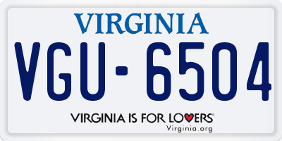 VA license plate VGU6504
