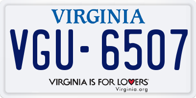 VA license plate VGU6507