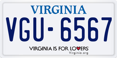 VA license plate VGU6567