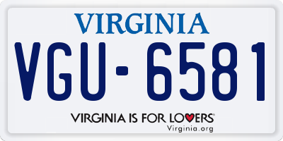 VA license plate VGU6581