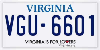 VA license plate VGU6601