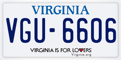 VA license plate VGU6606