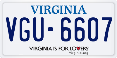 VA license plate VGU6607