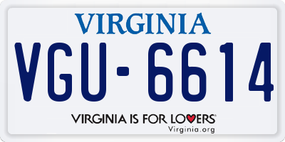 VA license plate VGU6614
