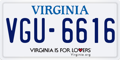 VA license plate VGU6616