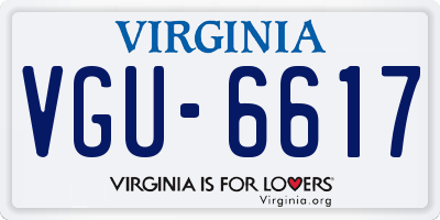 VA license plate VGU6617