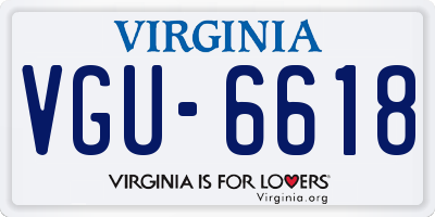 VA license plate VGU6618