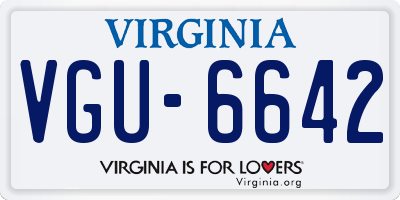 VA license plate VGU6642