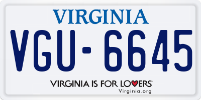VA license plate VGU6645